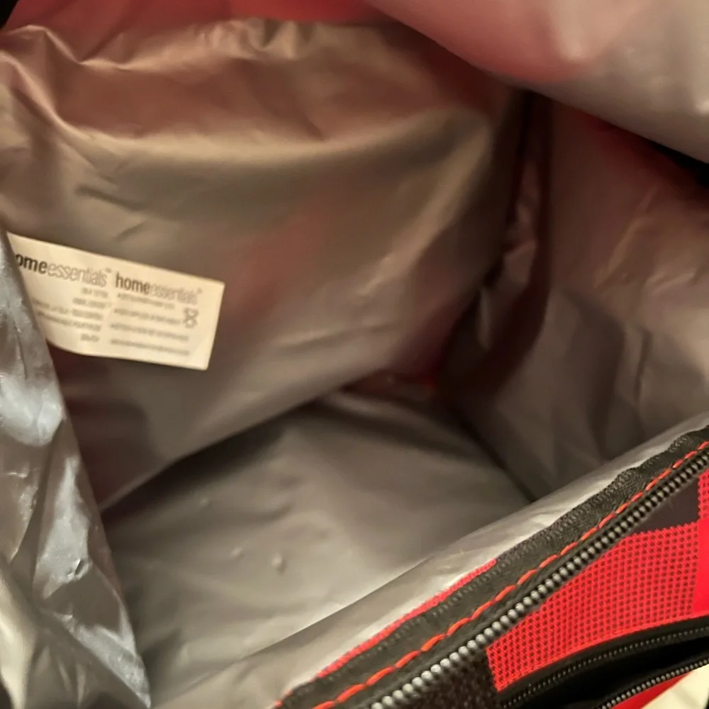 initial C lunch tote‎ red & black checkered